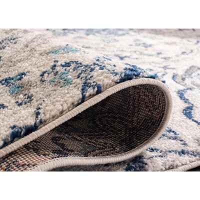 Round 79" Gray Cotton and Synthetic Easy Care Rug