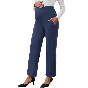 INSPIRE CHIC Women's Maternity Stretch High Waisted Wide Leg Pregnant Palazzo Pants - 1 of 4