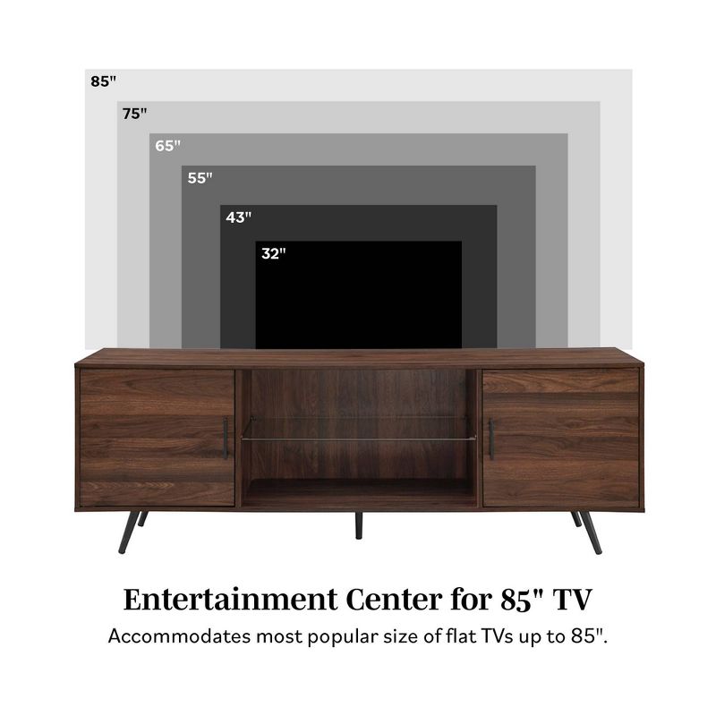 2 Door Mid-Century Modern Wood Storage TV Stand for TVs up to 80"  - Saracina Home, 6 of 16