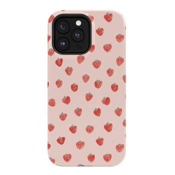 Emanuela Carratoni Strawberries on Pink Tough Tough iPhone 15 Case - Society6
