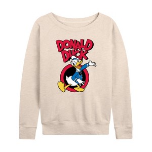 Women's - Disney - Donald Duck Lightweight French Terry Wide Neck Long Sleeve Shirt - 1 of 4