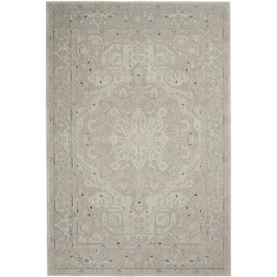 Nourison Malta Bordered Floral Medallion Indoor Area Rug Ivory 3'11" x 5'7"