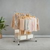 Double-Rod Garment Rack with Wheels, 40.7-Inch Wide Clothes Hanging and Storage Rack for Display - 3 of 4