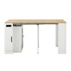 Gulches Extendable Dining Table, Cream White & Natural, 3 Removable Leaves, LED Light+USB Ports, Storage Cabinet for Home - 2 of 4