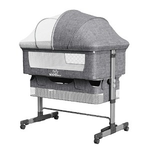 Yinvani Gray Aluminum Frame Foldable Crib with Mosquito Net - 1 of 4