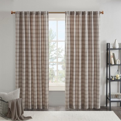 Kumasinova 84"/95"/108" Plaid Rod Pocket Bedroom Curtains,Back Tab Window Curtains with Wool Lining,Insulated kitchen Curtains for Living Room,Bedroom