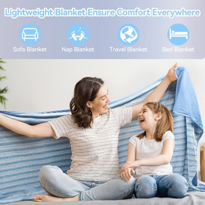 Catalonia Blue Lightweight Cooling Reversible Throw Blanket