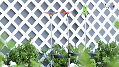 3pc Butterfly, Hummingbird, Dragonfly Solar Stakes: Alpine Corporation, Outdoor LED Decor, 2 of 12, play video