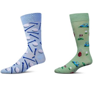 MeMoi Men's 2 Pair Pack Novelty Sports Crew Socks Black 10-13 - 1 of 4