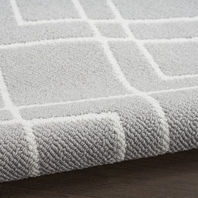 Modern Geometric Silver Synthetic 8' x 10' Easy-Care Rug