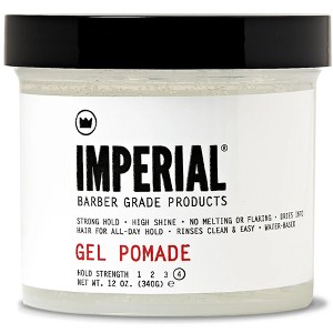 Imperial Barber Grade Gel Pomade (12 oz)  All Day Strong Hold, No Flaking, Water Based, Reactivatable - Natural Men's Hair Styling Product - 1 of 2