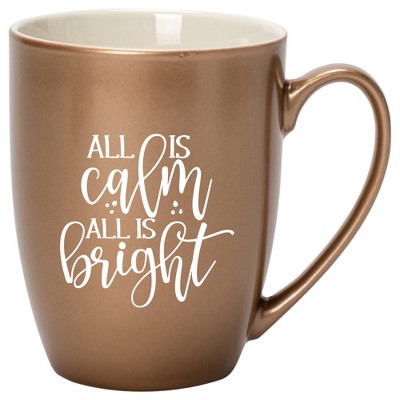 Elanze Designs All Is Calm All Is Bright Bronze 10 ounce New Bone China Coffee Cup Mug