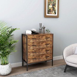 NicBex 4/6 Drawer Dresser for Bedroom,Wood Storage Dresser Clothes Organizer with Steel Frame for Living Room,Hallway,Rustic Brown - 1 of 4