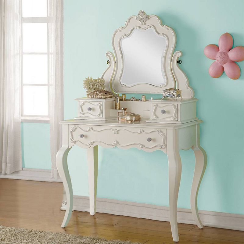 Edalene 39&#34; Vanity Tables Pearl White - Acme Furniture, 1 of 10