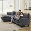 Sectional Sofa, Corduroy Cloud Couch with Movable Ottoman & Throw Pillows,  L/U-Shaped Sofa, for Living Rooms, Offices, Bedroom, Apartment - 2 of 4