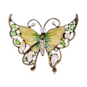 Anna-Kaci Antique Inspired Rhinestones Enamel Opal Butterfly Insect Brooch Pin - 1 of 4