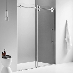 Serene Valley 60 x 74 Inch Big Roller Frameless Sliding Stainless Steel Shower Door with Superclear 3/8 Inch Tempered Glass, Chrome - 1 of 4