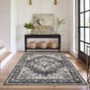 Washable Vintage Medallion Rug Non Slip Low Pile Rug Soft Retro Floor Cover Foldable Indoor Carpet for Living Room Bedroom Home Office - 2 of 4