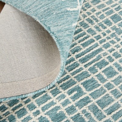 Teal and Ivory Hand-Tufted Wool Rectangular Area Rug