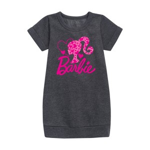 - Barbie - Logo Hearts Graphic Short Sleeve Fleece Dress - 1 of 3