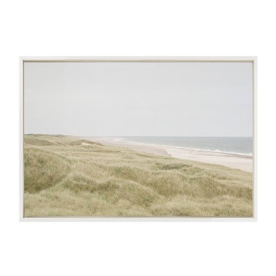 Peaceful Coastal Landscape Canvas Print with White Frame