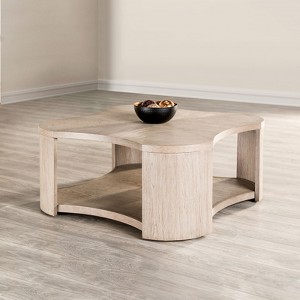 1pc Coffee Table Modern Style With Open storage Attached Casters Rubberwood Structure Oak Finish - 1 of 1