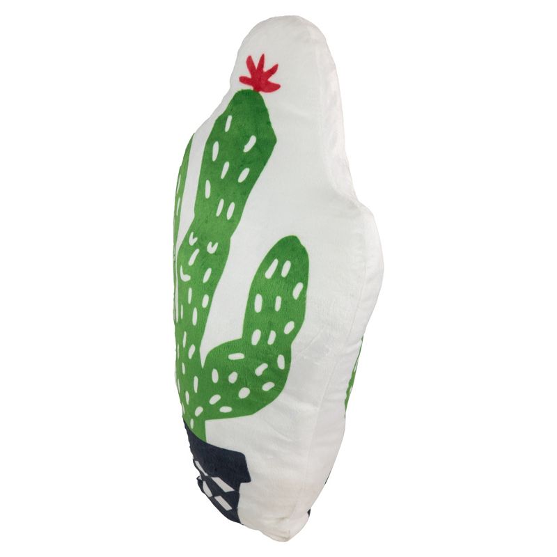 Northlight 18.5" Cactus Shaped Plush Fleece Indoor Throw Pillow - Green/White, 2 of 5