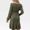 Womens Maternity Dress V Neck Long Sleeve Tie Waist Flowy Dress Midweight Dress for Baby Shower Photography Fall Outfits for Maternity - 2 of 4