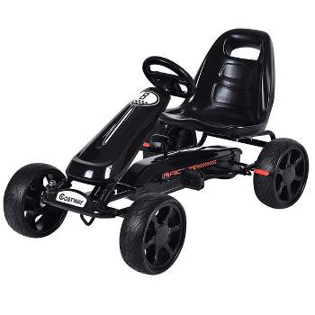 Aosom Pedal Go Kart Children Ride On Car with Adjustable Seat Plastic Wheels Handbrake and Shift Lever White