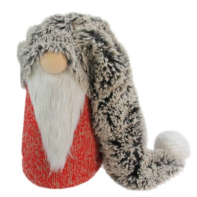 Northlight 16" Red, Grey and White Long Fluffy Hat Gnome Christmas Decoration