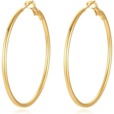 4 Pairs Silver Gold Hoop Earrings for Women | 14K Gold Plated Hoop Earrings Set Hypoallergenic Earring Lightweight