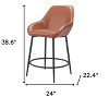HomeRoots Set of Two 25" Brown And Black Faux Leather And Steel Counter Height Bar Chairs - 3 of 4