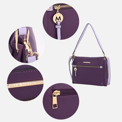 MKF Collection Shoulder Bag Vegan Leather Top Handle Removable Crossbody Strap, Aliyah | MKF Collection by Mia K - Purple Lavender — фото 4