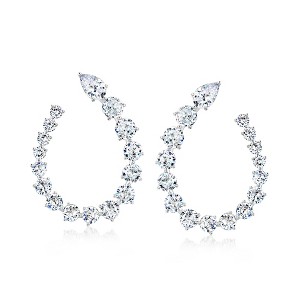 Ross-Simons Rhodium-Plated Front-Back Hoop Earrings With 8.60 ct. t.w. Czs - 1 of 4