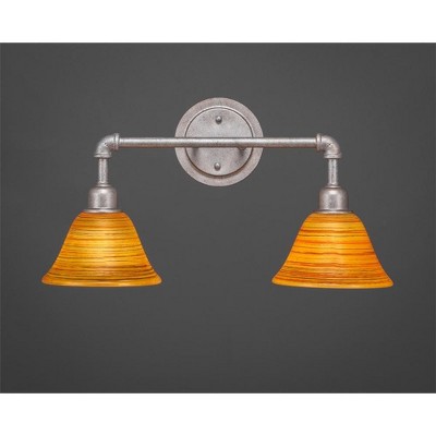 Toltec Lighting Vintage 2 - Light Vanity in  Aged Silver with 7" Firré Saturn Shade