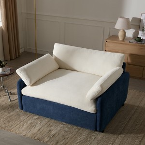 Merax Oversized Chenille Single Sofa Chair with Deep Seat and Throw Pillows - 1 of 4