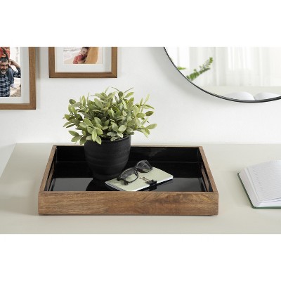 Ehrens Rectangular Natural and Black Mango Wood Tray
