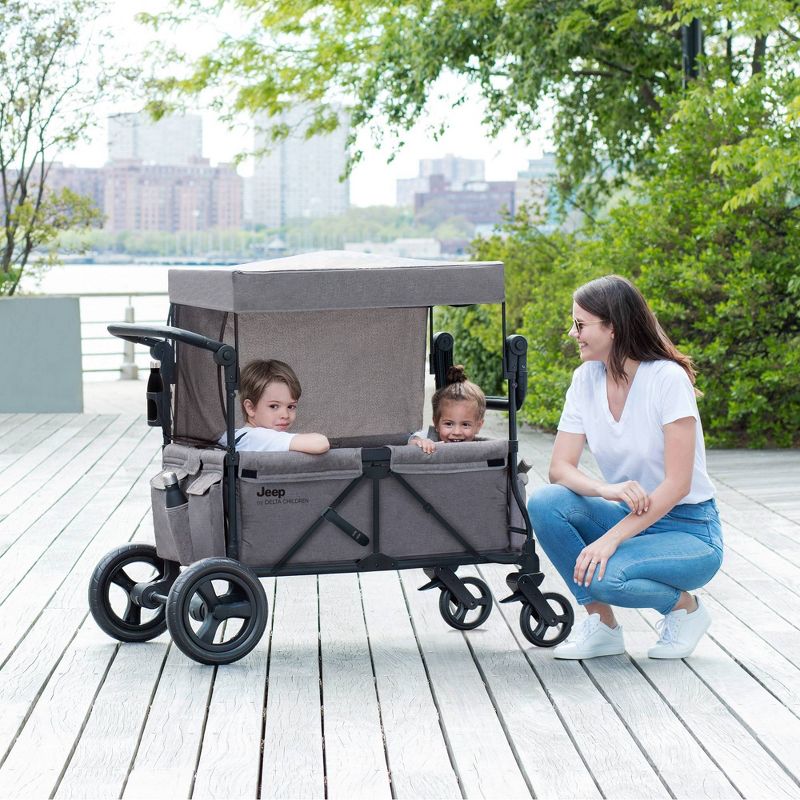Jeep Wrangler Stroller Wagon with Included Car Seat Adapter by Delta Children - Gray, 3 of 22