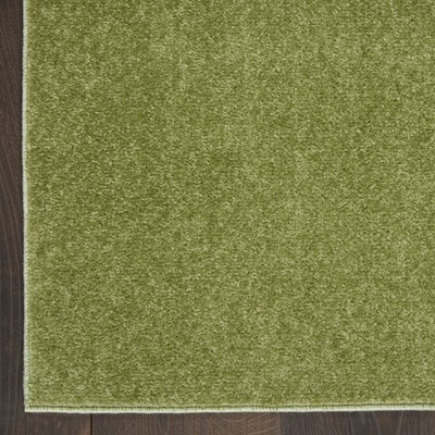 Green Power-Loomed Synthetic Runner Rug with Latex Backing