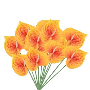Unique Bargains Artificial Anthurium Lily Flowers for Home Decor 10 Pcs - 1 of 4
