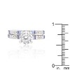 Slickblue Women’s Clear and Tanzanite Cubic Zirconia Bridal Ring Set – Rhodium Finish, Sizes 5-10 - 3 of 4