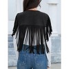 Coolmee Women's Casual Tassel Shawl Waistcoats Solid Sleeveless Fringe Shawl Open Front Cropped Boho Western Shawl Cardigan L Black - 4 of 4