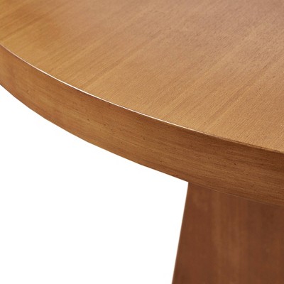 Pecan Wood Round Dining Table with X-Base, Seats 4