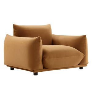 Copious Performance Velvet Armchair Cognac - Modway: Oversized, Indoor Lounge, Stain-Resistant - 1 of 3