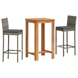 vidaXL Patio Bar Set Outdoor Garden Furniture Solid Wood Acacia and Poly Rattan - 1 of 4