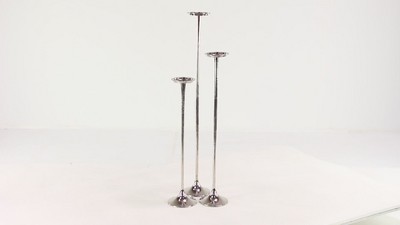 Elegant Trio Silver Aluminum Floor Candle Holders, Set of 3