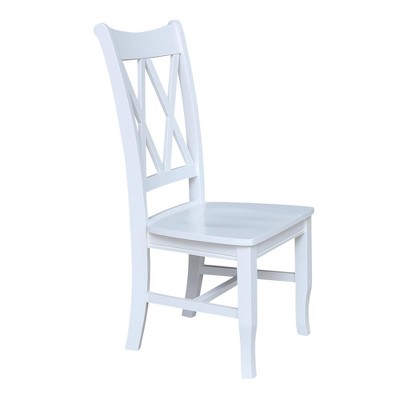White High Cross Back Wood Side Chair Set