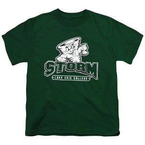Lake Erie College Distressed Primary Logo Kids T-Shirt For Youth Hunter Green - 1 of 4