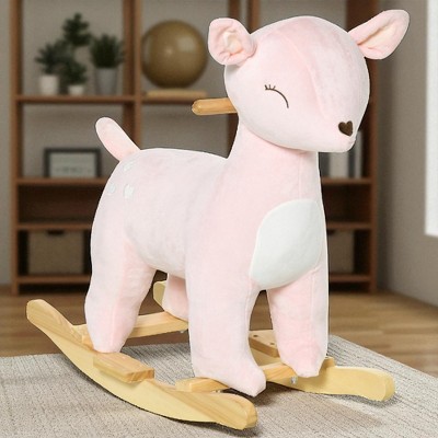 Mshliw Deer-Shaped Plush Ride-On Rocking Horse Toy for Kids Ages 3–6 with Realistic Sounds, Soft Seat & Metal Frame Rocker Base, Halloween gift