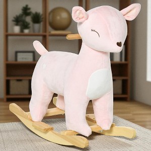 Mshliw Deer-Shaped Plush Ride-On Rocking Horse Toy for Kids Ages 3–6 with Realistic Sounds, Soft Seat & Metal Frame Rocker Base, Halloween gift - 1 of 4